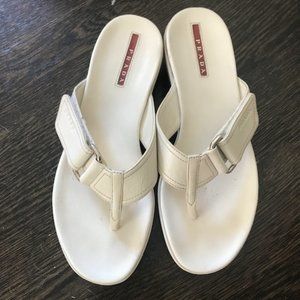 White Prada Platform Sandal Thong